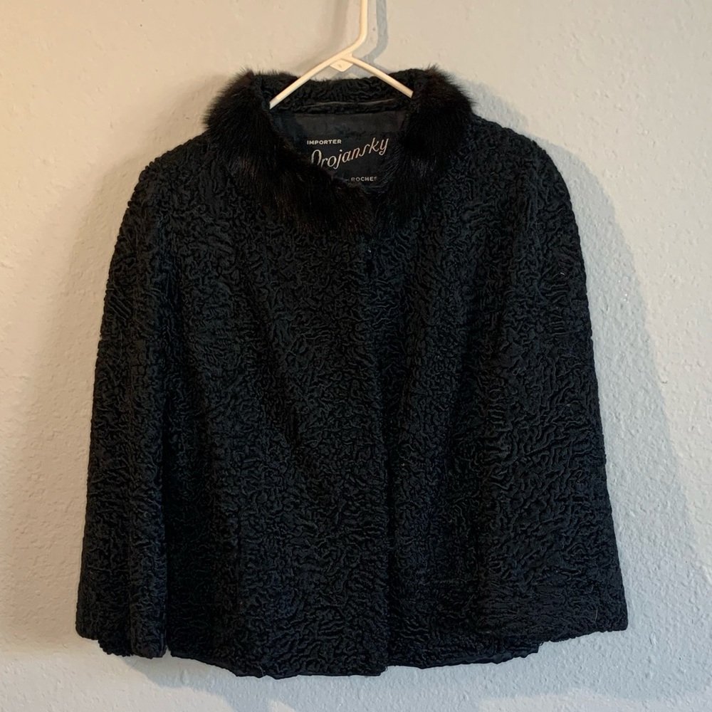Vintage Lamb Coat with Mink Collar